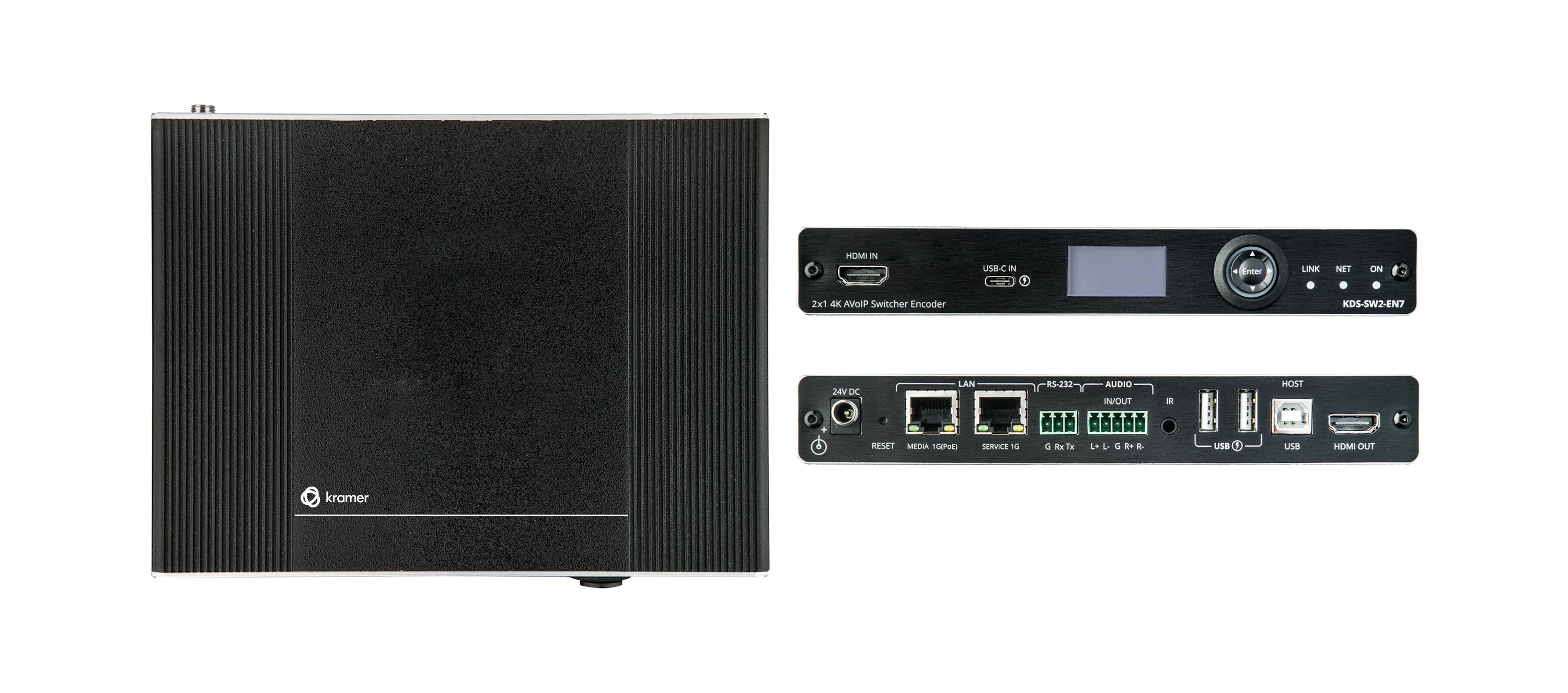 KDS-SW2-EN7 – AVoIP Encoder mit HDMI/USB-C Automatik-Umschalter über Gigabit-Ethernet