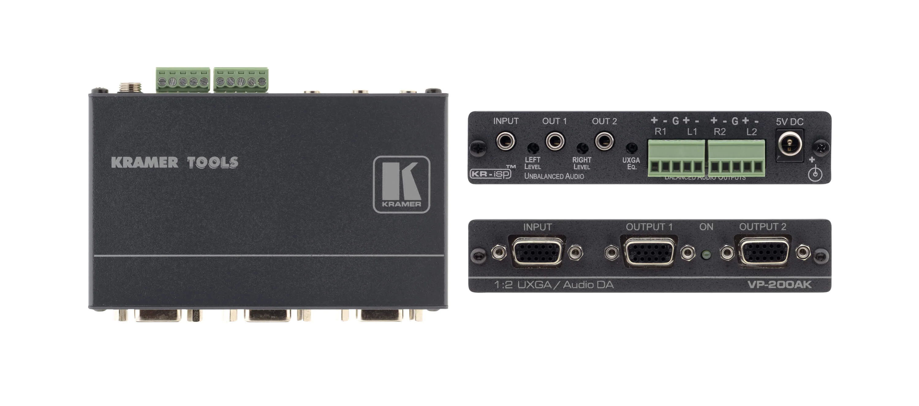 VP-200AK – 1:2 Verteilverstärker für UXGA und Stereo-Audio  mit aktiver Sync-Bearbeitung