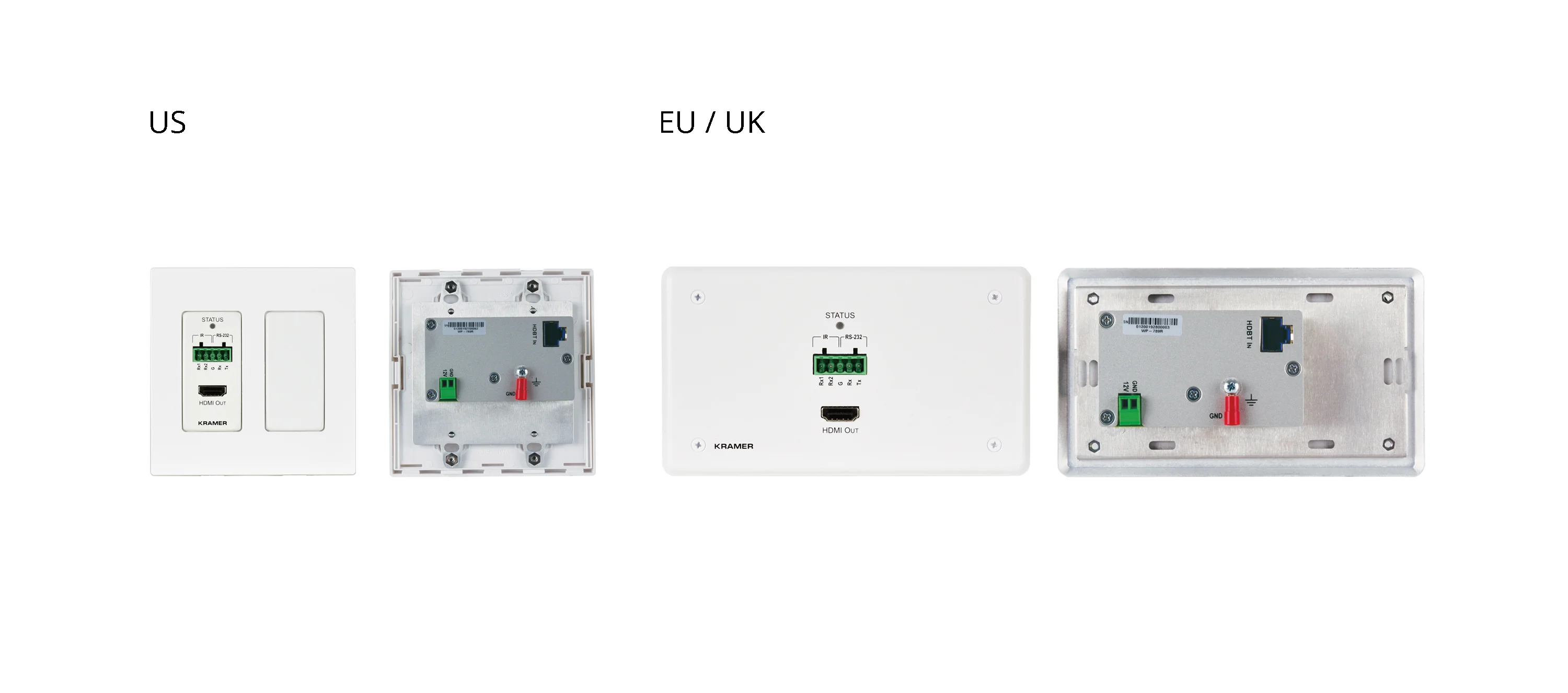 WP-789R/EU-80/86(W) – EU & UK–size Wall−Plate Receiver, with EU & UK White Frames
