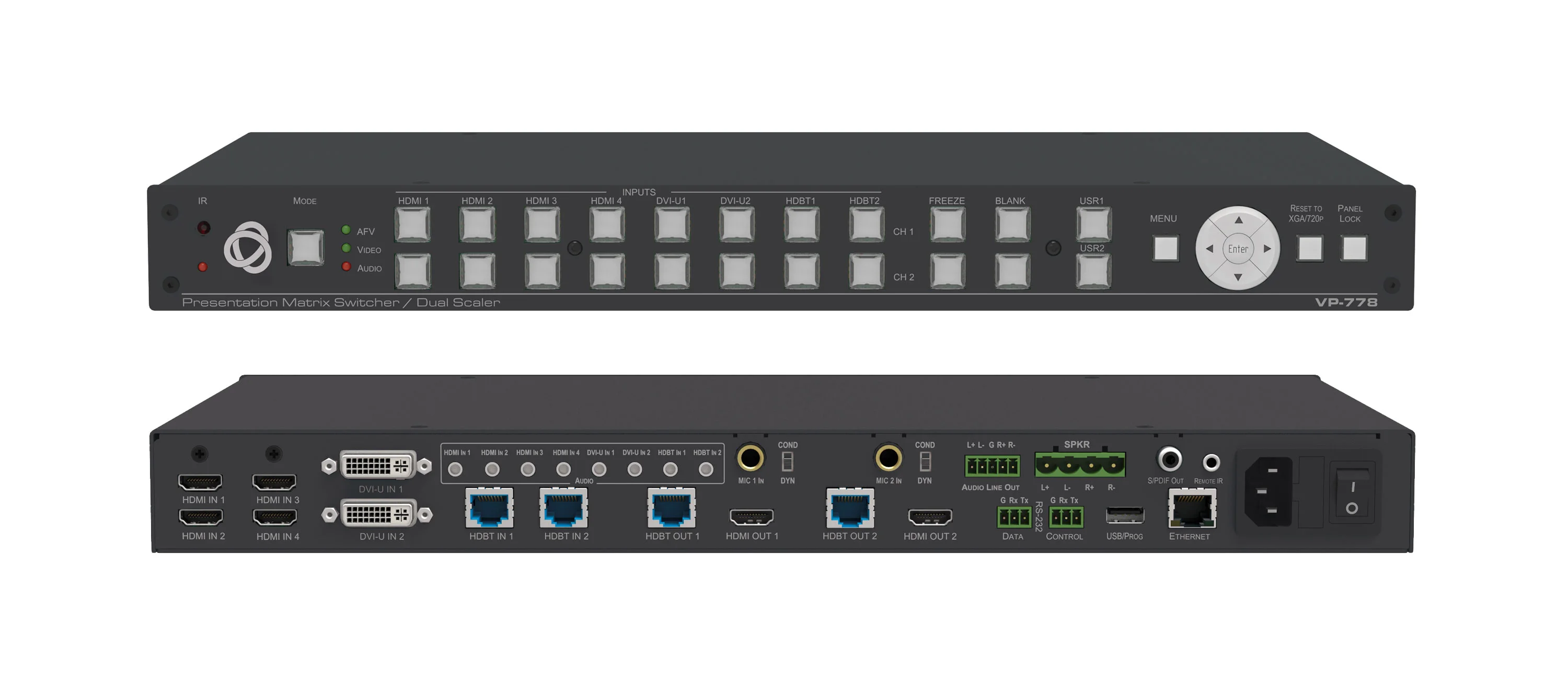 VP-778 – 4K 30 Matrixschalter/Doppelscaler mit nahtloser Umschaltung, 8 Eingänge