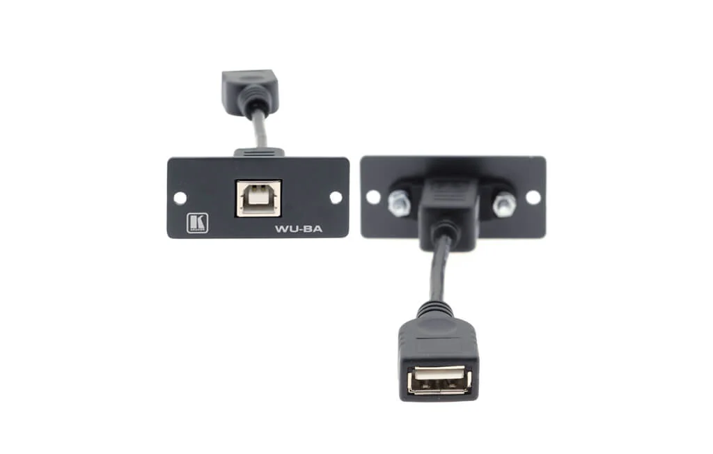 WU-BA (B) – Wall-Plate Einsatz mit USB-B / USB-A Durchgangsverbinder - schwarz