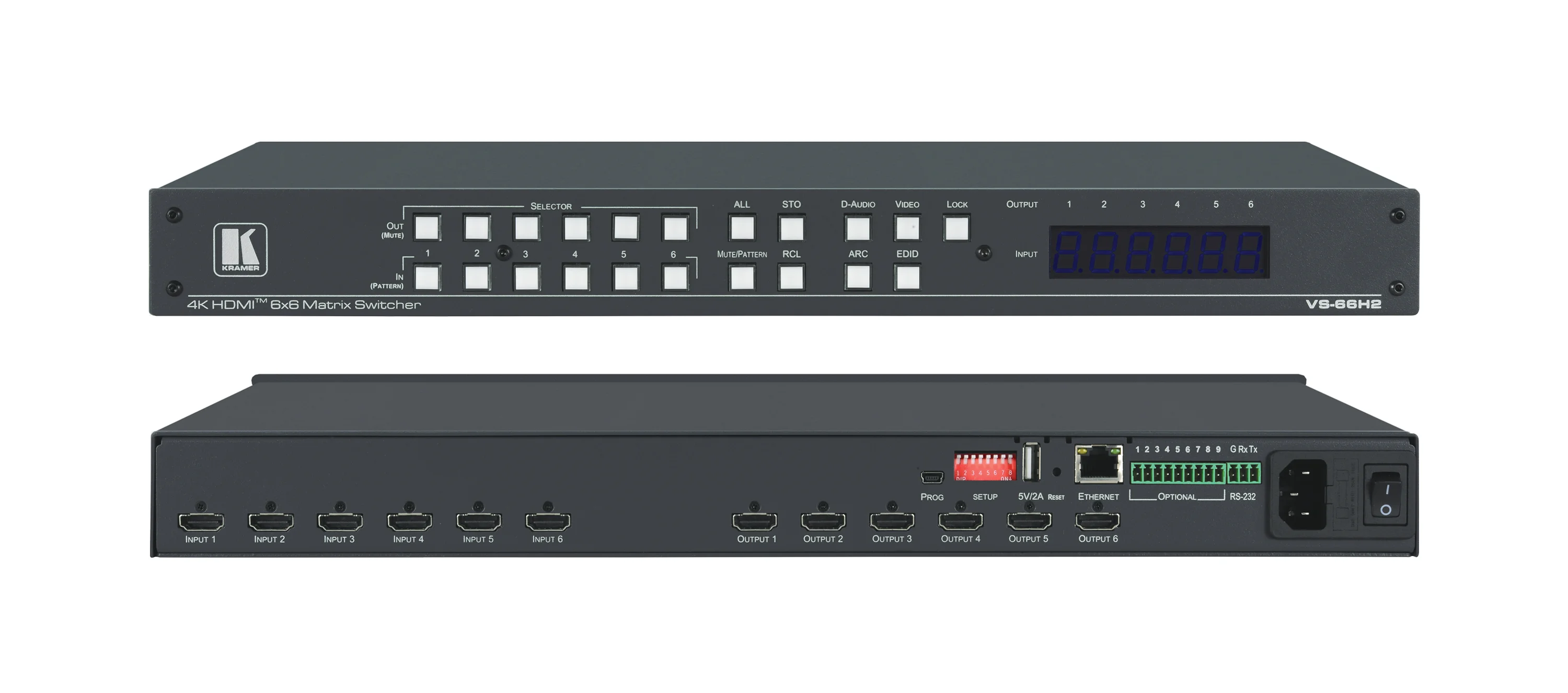 VS-66H2 – 6x6 4K HDR HDCP 2.2 Matrix-Umschalter für digitales Audio-Routing
