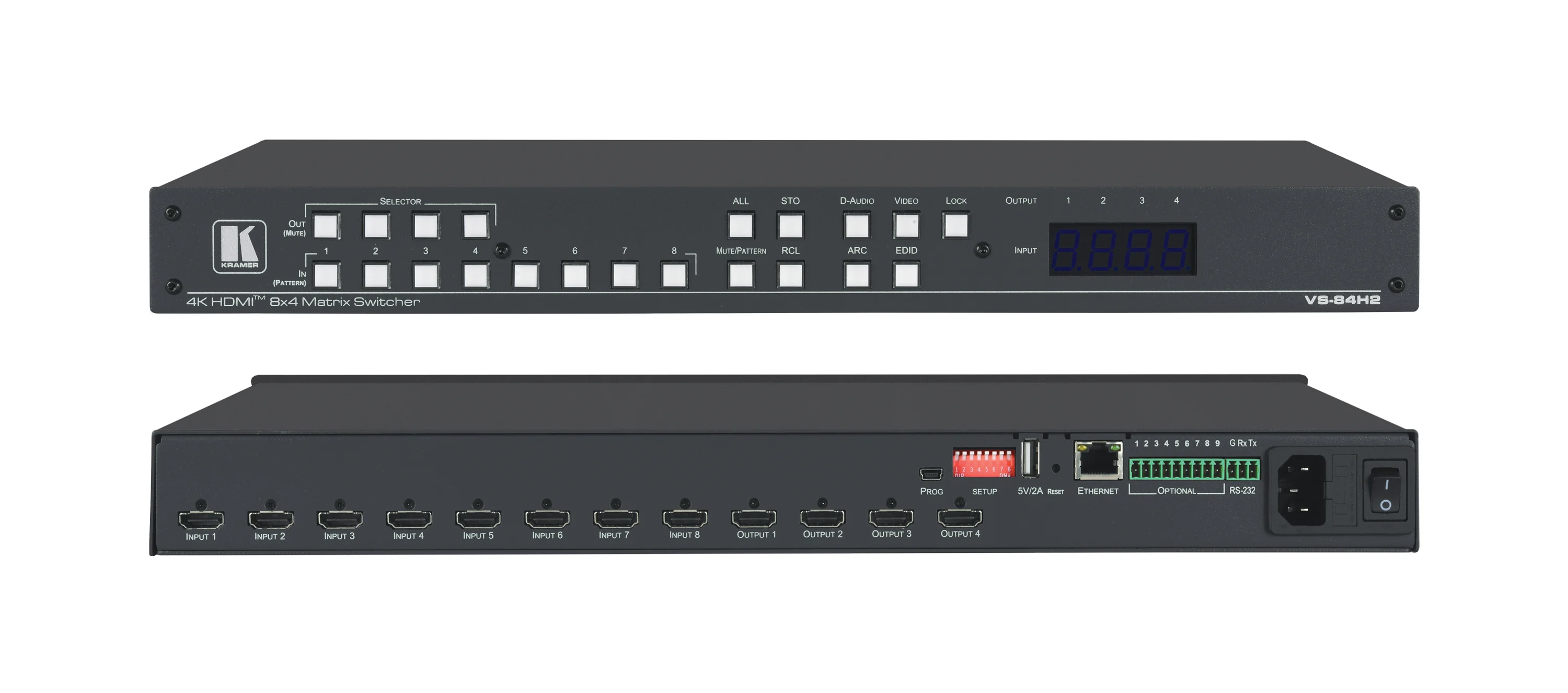 VS-84H2 – 8x4 4K HDR HDCP 2.2 Matrix-Umschalter für digitales Audio-Routing