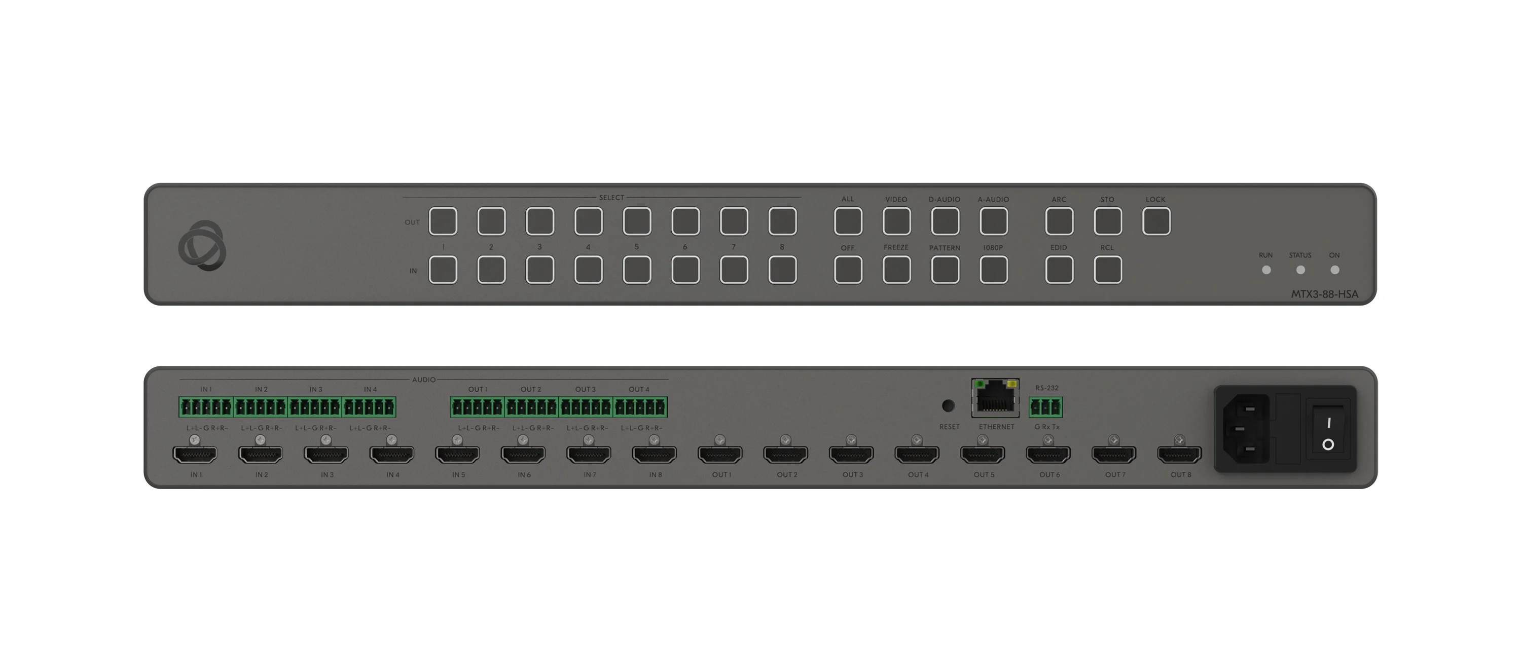 MTX3-88-HSA – 8x8 4K60 4:4:4 HDMI+Audio Scaler Based Matrix/Switcher