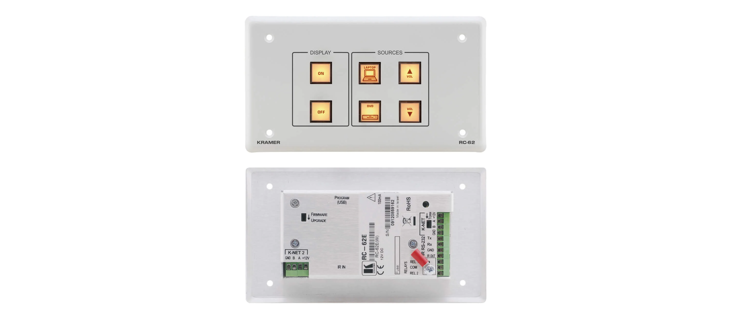 RC-62/EU(W)-80 – EU RC-62N weiße Front mit Netzadapter + Etikettensatz
