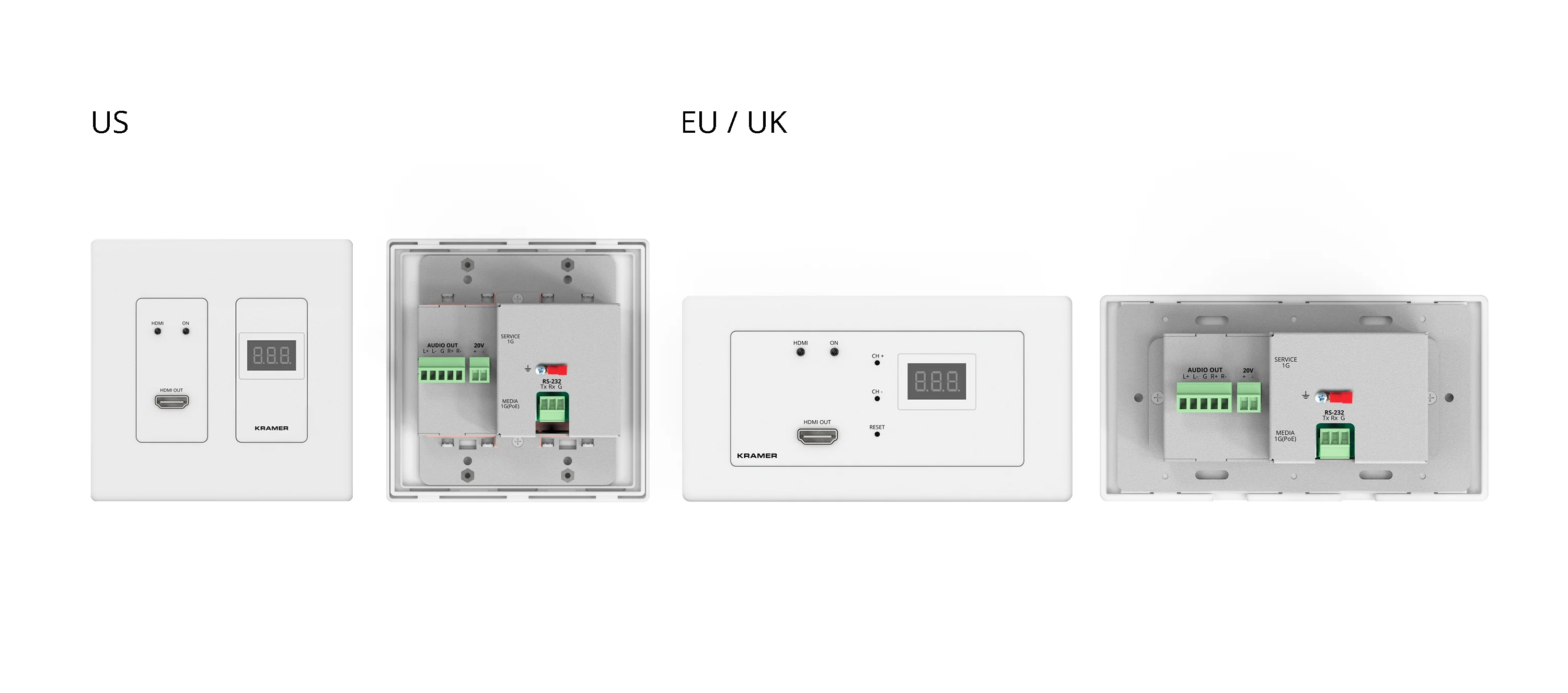 WP-DEC7/EU(W)-80/86 – 80/86(W) High−performance, highly scalable, AVoIP Wall Plate Decoder for 4K over 1G Network, with EU & UK White Frames<, Typical Power Consumption: 3.94