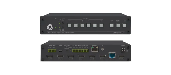 VS-611DT – 6x1:2 4K 60 4:2:0 HDMI Auto-Switcher und PoE-Lieferant über HDBaseT
