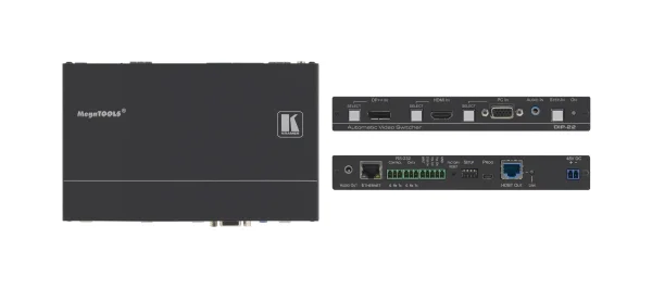 DIP-22 – 4K60 4:2:0 DisplayPort ++, HDMI & VGA Automatikumschalter mit bidirektionalem PoE über HDBaseT und Maestro Raum Steuerung