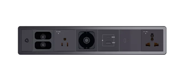 T-IN6-REC1(B) – Table In-Surface, Baseline, Black Rectangle, 6 modules. Includes – Black frame + Black locking device