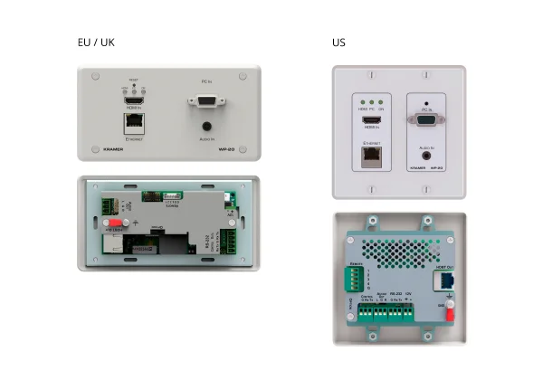 WP–20/EU(B)–86 – WP-20 im UK-Formfaktor zum Einbau in eine Doppelunterputzdose in 86mm Raster mit schwarzem Frontblendensatz und UK-Netzkabel.