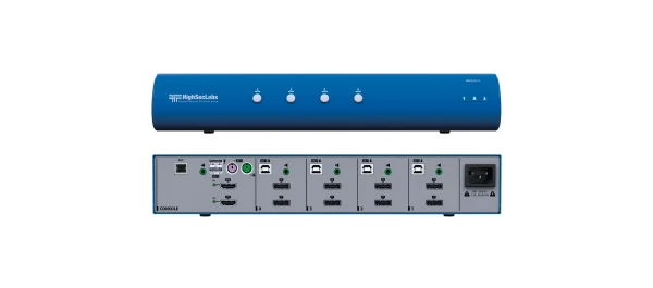 DK42P-3 – HighSecLabs Sicherer Dual Head 4-Port 4K30 UHD DisplayPort KVM-Switch