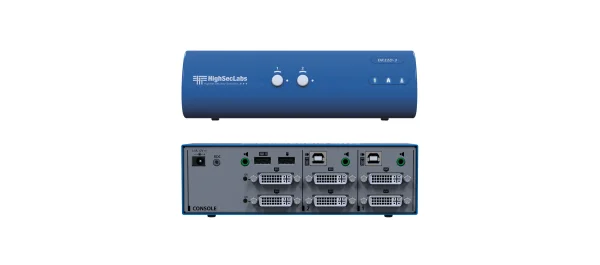 DK22D-3 – HighSecLabs Sicherer Dual Head 2-Port 4K30 UHD DVI-I KVM-Switch